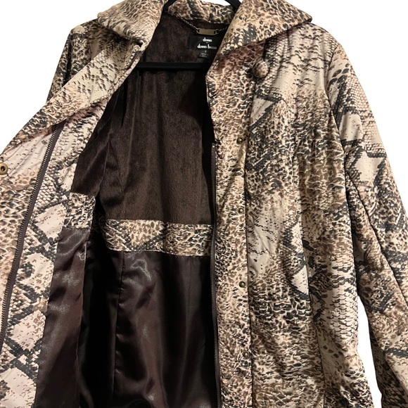 Dennis By Dennis Basso Snake Print Quilted Puffer Jacket Size Small - Picture 4 of 8